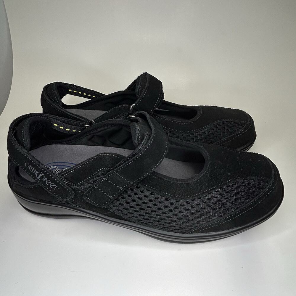 Orthofeet Sanibel Shoes Women Size 10 D Wide Black Leather Comfort Nursing